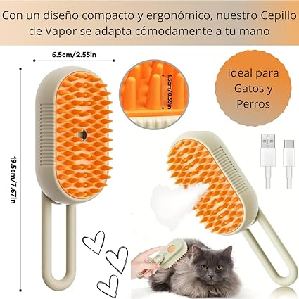 CleanPet One Cepillo de Vapor Para Mascotas